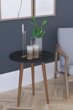 Masa de servire laterala Barcelona 45 x 50 cm, Negru marmorat