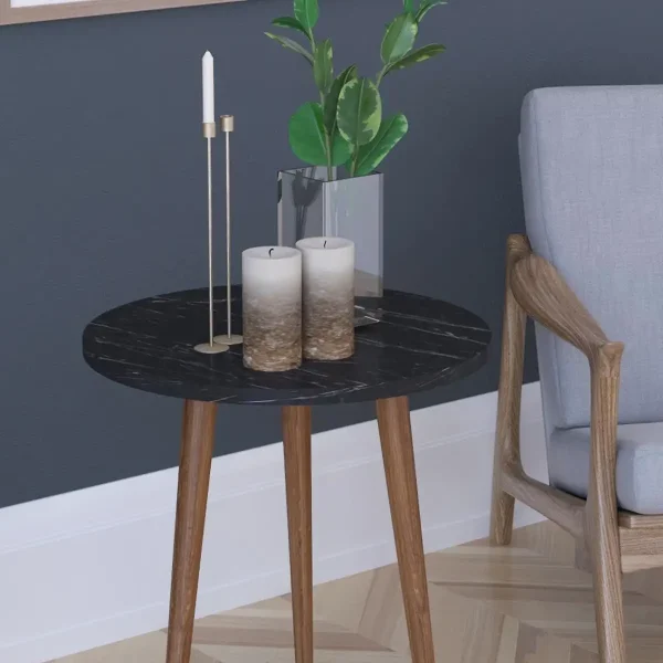 Masa de servire laterala Barcelona 45 x 50 cm, Negru marmorat