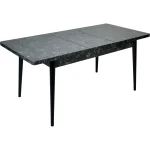 Set masa extensibila cu 6 scaune tapitate Homs cristal negru-mustar 170 x 80 cm - imagine 4