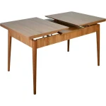 Set masa extensibila cu 6 scaune tapitate Homs cristal nuc-verde 170 x 80 cm - imagine 5