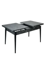 Set masa extensibila cu 6 scaune tapitate Homs cristal negru-gri 170 x 80 cm - imagine 5