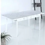 Masa de bucatarie extensibila dining, alb marmurat, 170 x 80 cm - imagine 9