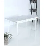 Set masa extensibila cu 6 scaune tapitate Homs cargold 250-30050 bejmarmurat-mustar,170 x 80 cm - imagine 10