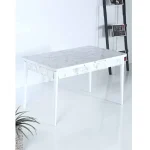 Set masa extensibila cu 6 scaune tapitate Homs cargold 250-30050 bejmarmurat-mustar,170 x 80 cm - imagine 7