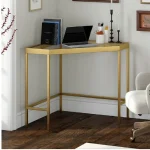 Masa birou colt Corner,sticla,Homs, 100 x 75 x 75 cm, gold - imagine 4