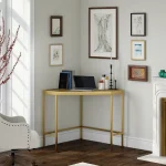 Masa birou colt Corner,sticla,Homs, 100 x 75 x 75 cm, gold - imagine 5