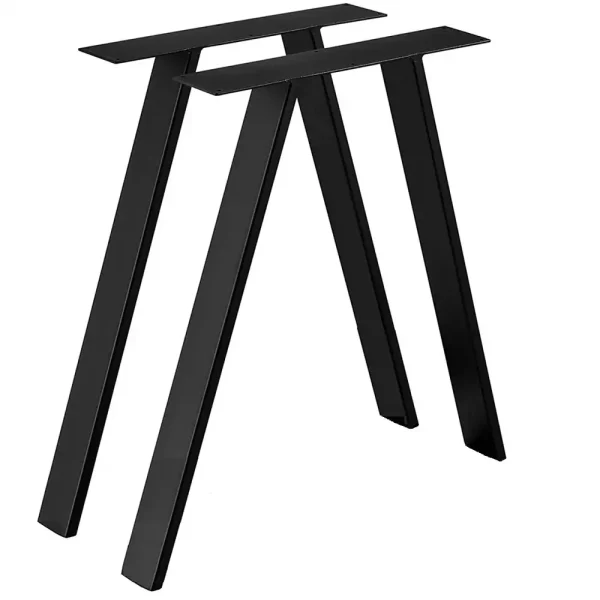Set 2 picioare metalice pentru masa, design industrial, negru mat