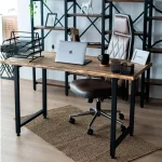 Masa bucatarie lemn,Solid Wood, natural-negru,140x60x75 cm, 30077