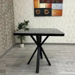 Masa de bucatarie din MDF patrat, marmurat negru,texturata, Homs 80x80X75 cm - imagine 5