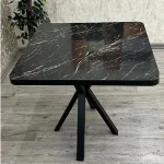 Masa de bucatarie din MDF patrat, marmurat negru,texturata, Homs 80x80X75 cm