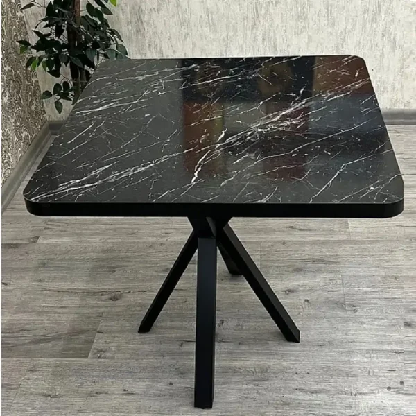 Masa de bucatarie din MDF patrat, marmurat negru,texturata, Homs 80x80X75 cm