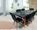 Set masa extensibila cu 6 scaune tapitate Homs cristal negru 170 x 80 cm