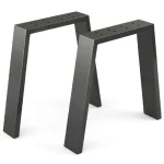 Set 2 picioare metalice pentru măsuță de cafea, design industrial, negru mat