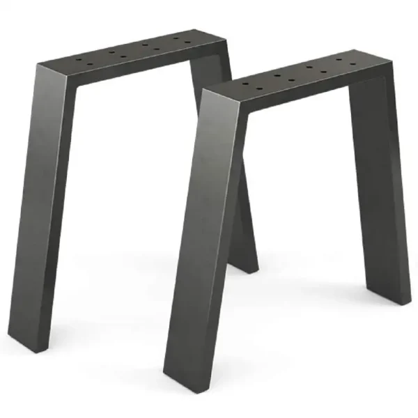 Set 2 picioare metalice pentru măsuță de cafea, design industrial, negru mat