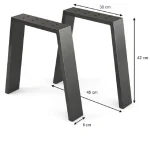 Set 2 picioare metalice pentru măsuță de cafea, design industrial, negru mat - imagine 3