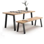 Set 2 picioare metalice pentru măsuță de cafea, design industrial, negru mat - imagine 4