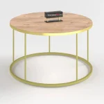 Masuta de cafea Vicenta Homs, nuc si auriu, seria 440, 70 cm - imagine 3