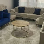 Masuta de cafea Vicenta Homs, nuc si auriu, seria 440, 70 cm - imagine 7