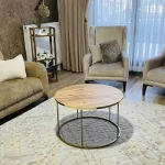 Masuta de cafea Vicenta Homs, nuc si auriu, seria 440, 70 cm - imagine 2