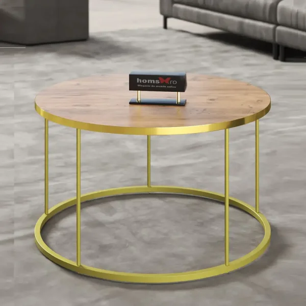 Masuta de cafea Vicenta Homs, nuc si auriu, seria 440, 70 cm