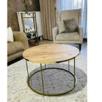 Masuta de cafea Vicenta Homs, nuc si auriu, seria 440, 70 cm - imagine 6