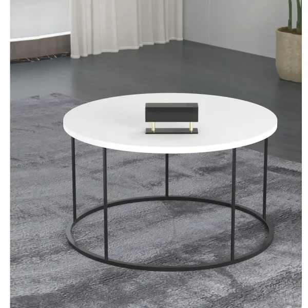 Masuta de cafea Vicenta Homs, alb si negru, seria 440, 70 cm