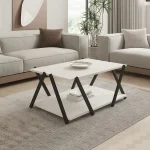 Masuta cafea Larisa culoare alb si gri antracit 94 cm - imagine 6