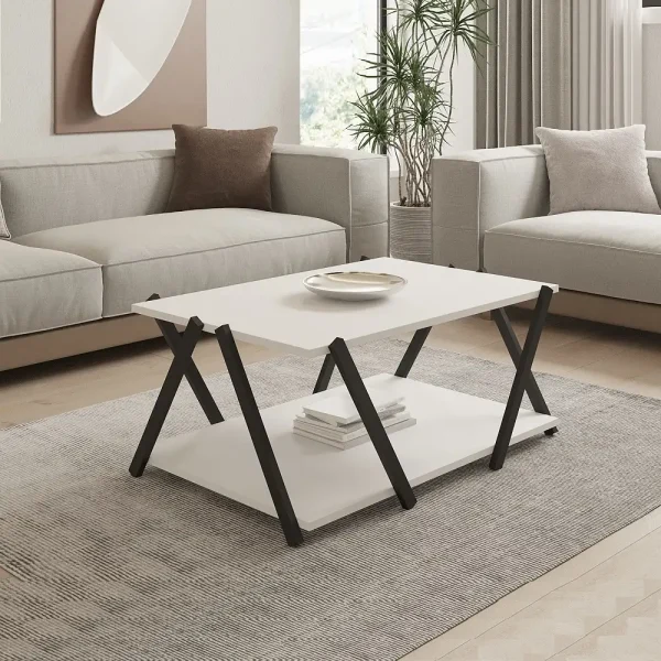 Masuta cafea Larisa culoare alb si gri antracit 94 cm