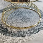 Masuta de cafea Viena, sticla cu desen si metal - imagine 3