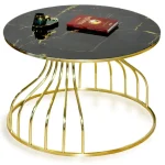 Masuta de cafea Viena, sticla cu desen si metal