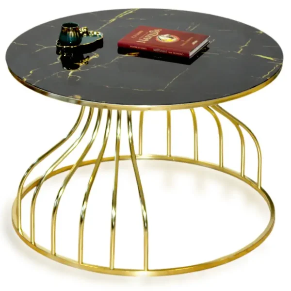 Masuta de cafea Viena, sticla cu desen si metal