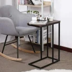 Masuta laterala din metal si pal, negru, 63 cm - imagine 2