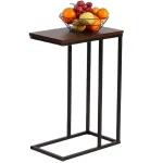 Masuta laterala din metal si pal, negru, 63 cm