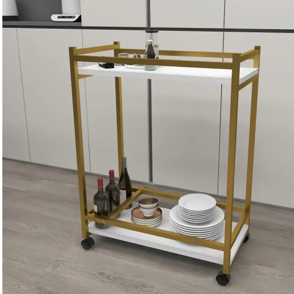 "Măsuță servire cu roti, Clasic, 81cm, alb-airiu"