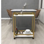 "Măsuță servire cu roti, Clasic, 81cm, alb-airiu" - imagine 3