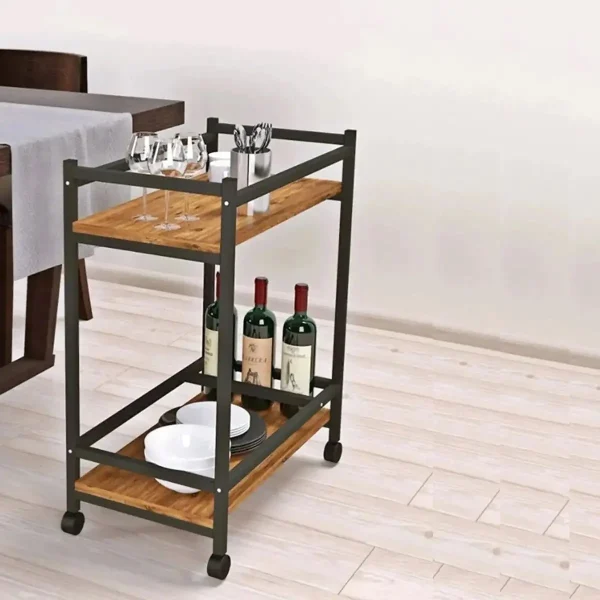 Măsuță servire cu roti, Clasic Homs, 81X34x61 cm, nuc-negru