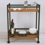 Măsuță servire cu roti, Clasic Homs, 81X34x61 cm, nuc-negru - imagine 3