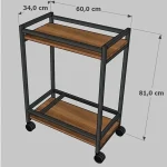 Măsuță servire cu roti, Clasic Homs, 81X34x61 cm, nuc-negru - imagine 2