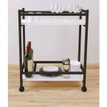 "Măsuță servire cu roti, Clasic Homs, 81X34x61 cm, alb-negru" - imagine 3