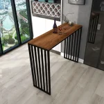 Masa bucatarie, tip bar, culoare nuc si negru,120 cm - imagine 2