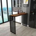 Masa bucatarie, tip bar, culoare nuc si negru,120 cm - imagine 3