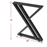 Set 2 Picioare Masă Metal,Negru 60x72 cm - imagine 3