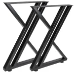 Set 2 Picioare Masă Metal,Negru 60x72 cm