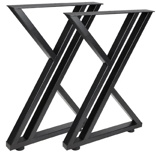 Set 2 Picioare Masă Metal,Negru 60x72 cm