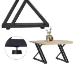 Set 2 Picioare Masă Metal,Negru 60x72 cm - imagine 4