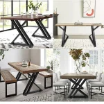 Set 2 Picioare Masă Metal,Negru 60x72 cm - imagine 2