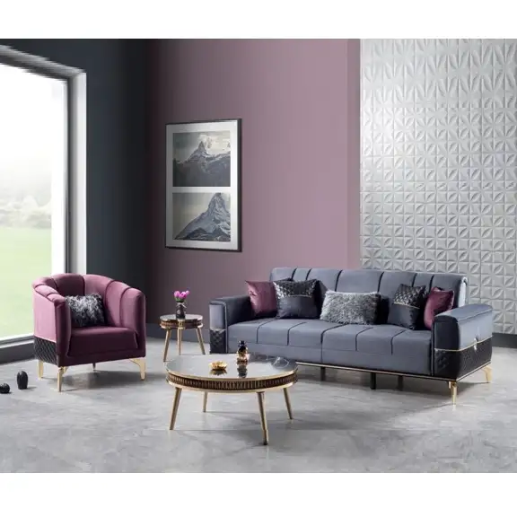 Set canapea 3 locuri extensibila +1 fotoliu milano Homs