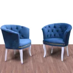 Fotoliu Milano, albastru, picioare albe, Homs