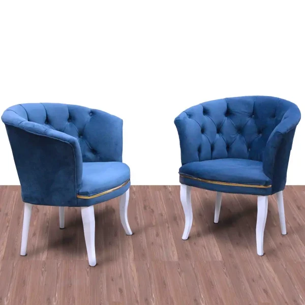 Fotoliu Milano, albastru, picioare albe, Homs