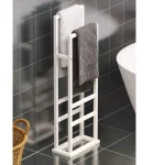 Suport prosop Vella, din metal pentru baie, 90 cm,alb - imagine 2